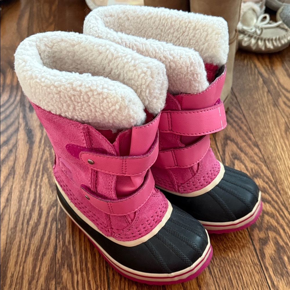 Sorel Fuchsia and Black Kids' Snow Boots